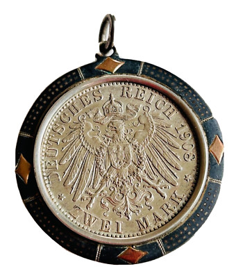 Antiker Anhänger Münzanhänger Münze 2 Mark Kaiser Wilhelm 900er + 800er Silber