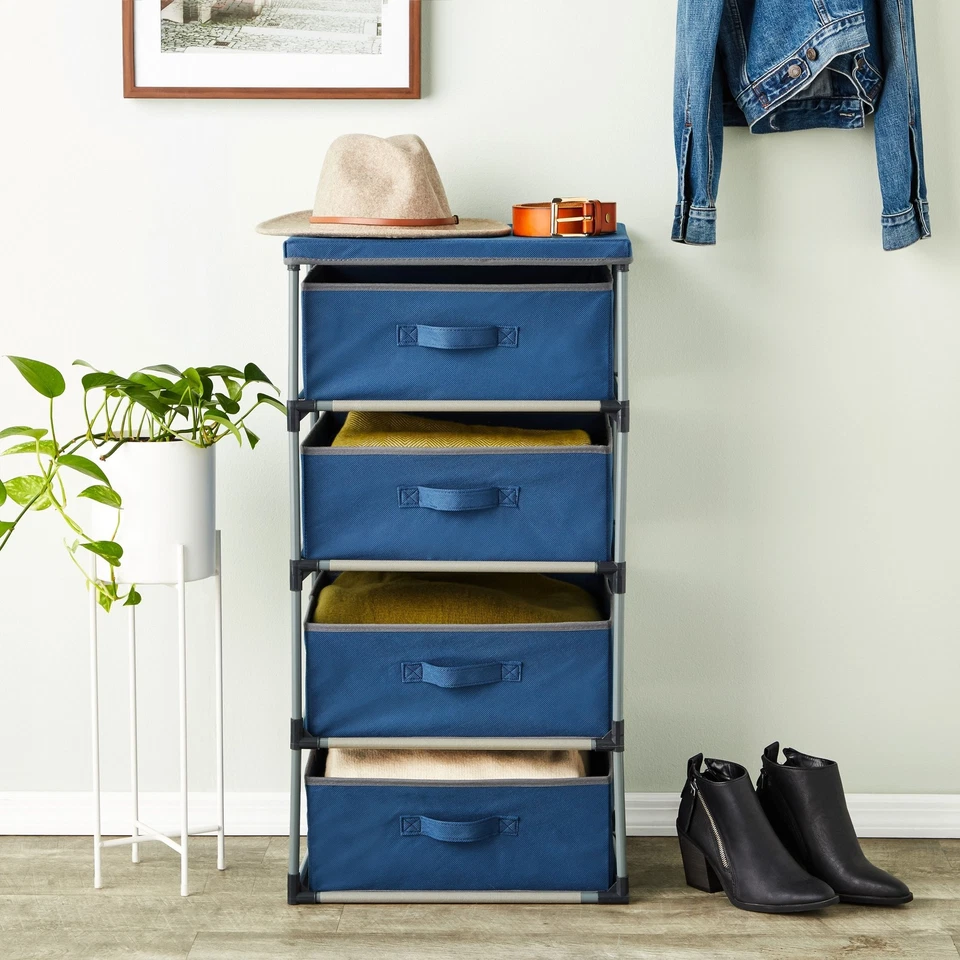 4-Tier Closet Dresser with Drawers - Organizer and Storage (Navy Blue) - Image 4 of 4
