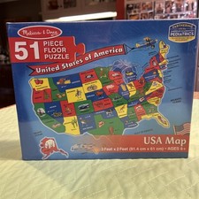 USA MAP 51 Piece Floor Puzzle 3-Feet X 2-Feet Ages 6 by Melissa  Doug NEW