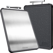 Kikcoin Stainless Steel Cutting Board, Double Sided 17"L x 1.4"W, Gray 