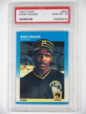 PSA 10 Barry Bonds 1987 Fleer #604 Rookie Graded Baseball Card Pittsburgh Pirate