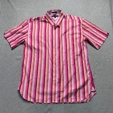 Tommy Hilfiger Shirt Mens XL Pink Striped Button Up 80s 2 Ply Fabric Casual