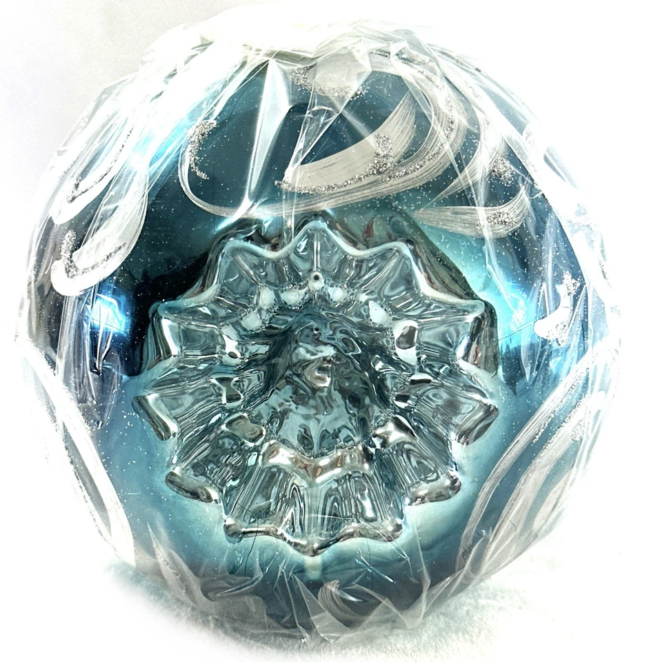 Cannele Firenze 蓝色银色玻璃蜡烛装饰风格 6 英寸球形波兰 — 第 3/4 张图片