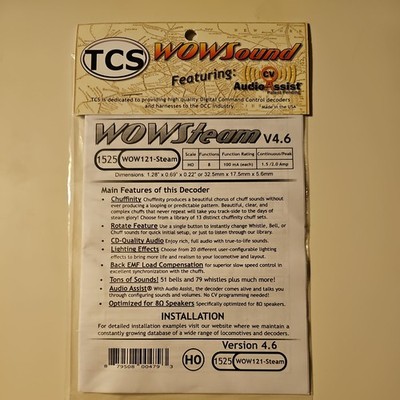 Train Control Systems TCS HO Scale #1525 21 Pin Steam WOW121 Sound Decoder V4.6
