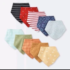 Cloud Island Baby 10pk Bandana Bib Cotton Snap Closure Newborn Multicolor 