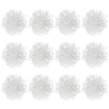 12-Pack Chiffon Flowers 3.94 x 3.94" Fabric Flowers for Craft Beige White 