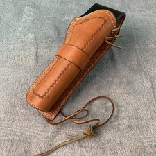 Western Tooled Holster Gun Leather Rig Pistol Cowboy Revolver Brown K-68 7 1/2"