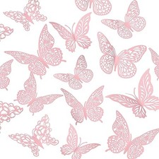 3D Butterfly Wall Decor 3 Sizes 4 Styles Butterfly Party Decorations 48Pcs Pink
