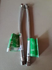 2 NEW Faucet Connector, Stainless Steel, 3/8 Compressionx1/2 FIPx12-In # 751638