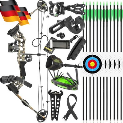 Camo Compoundbogen Pfeile Set 20-70lbs Einstellbar Bogenschießen Jagdbogen DE