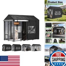 Bhyhok 8'D x 4'W x 6'H Outdoor Dog Kennel Cover Waterproof 600D Black