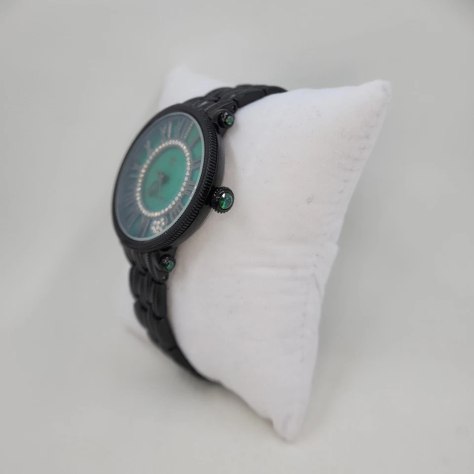 Reloj Judith Ripka Londres Acero Inoxidable Negro, Verde Grande Foto 3 de 4