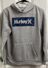 Hurley Boys Gray Blue Pullover Hoodie Sweatshirt Front Pocket Sz. XL
