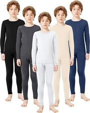 5 Set Boys Thermal Underwear MEDIUM Fleece Long Johns Top Bottom Set Multicolor