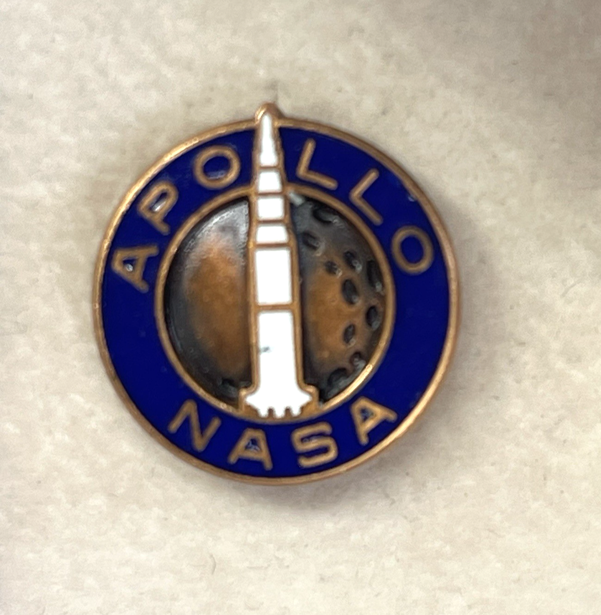 Vintage Nasa Apollo 1 Tie Pin Enamel Lapel 1960s Blue Copper Space