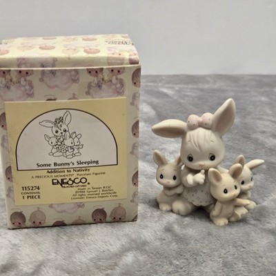 Precious Moments Some Bunny's Sleeping Addition to Nativity Figurine 115274 Box