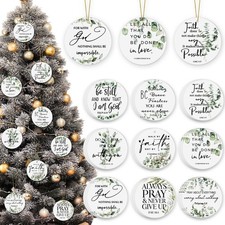 27 Pcs Christian Christmas Ornament Bulk Ceramic Bible Verse Hanging Ornament...