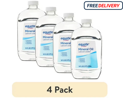 (4 pack) Equate Mineral Oil Lubricant Laxative Liquid for Constipation, 16 fl oz