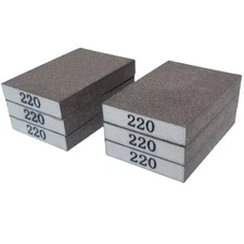 6 PCS 220 Grit Hand Sanding Blocks Set - Fine Sander Sponge Wet and Dry Dual-us
