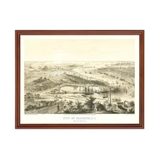 Old Map of Brooklyn, NY 1855 - Vintage Brooklyn New York Art