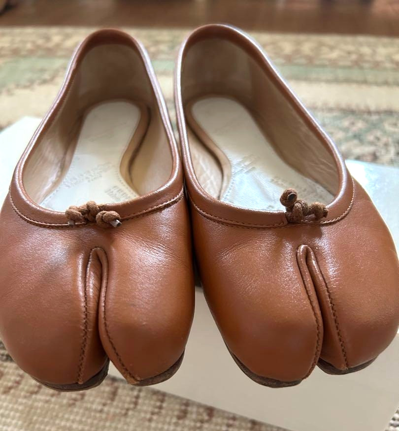 Maison Margiela TABI Shoes Ballet Pumps Flat Leather Size 36 Brown