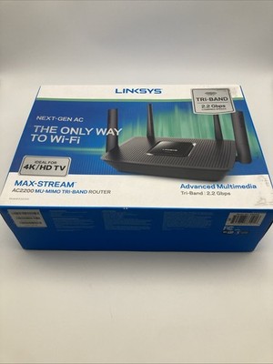 Linksys EA8300 Max-Stream AC2200 Tri-Band WiFi 5 Router Boxed Complete Tested