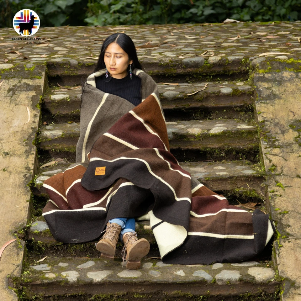 HANDMADE ALPACA BLANKET (Tacca chantieri) FREE SHIPPING IN USA, QUEEN SIZE - Image 3 of 4