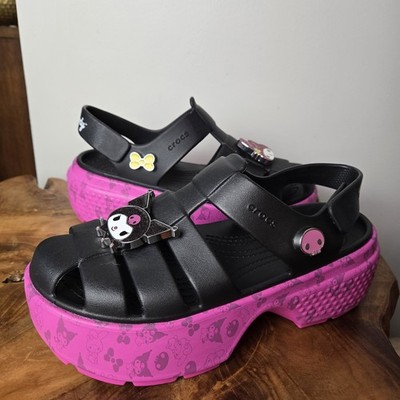 Crocs x Hello Kitty Platform Stomp Sandals Womens 9 Mens 7 Melody Kuromi Black