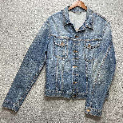 NUDIE JEANS CO Denim Jacket Mens XXL Blue Terry Organic Cotton Romania