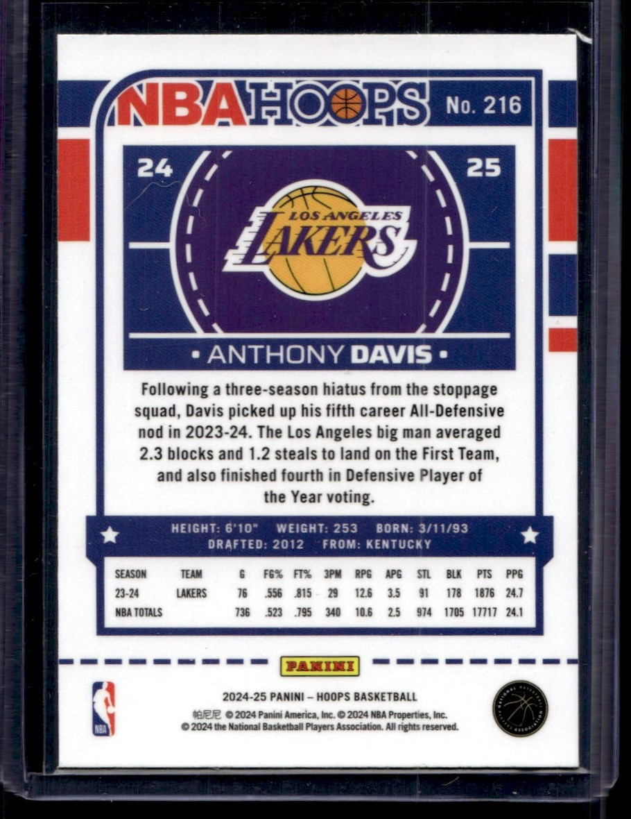 2024-25 Panini Hoops Premium Anthony Davis Los Angeles 2024-25 Panini Hoops Premium Anthony Davis Los Angeles