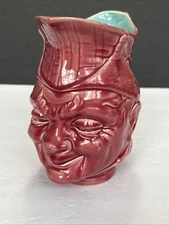 Sarreguemines Germany Majolica “ Puck “ Face Pitcher/ Toby Jug