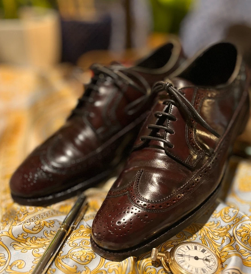 REFURBISHED CLEAN FLORSHEIM WINGTIP Dress Shoes CORDOVAN Leather Men Size 10 D - Image 4 of 4