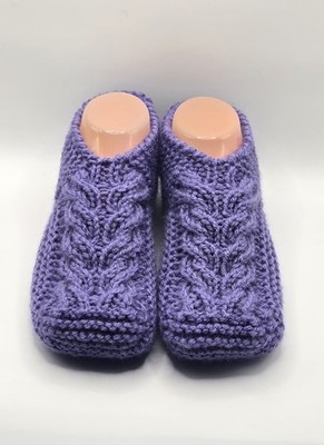 Handmade Purple Knitted Slippers Cozy Soft Warm Women's Home Indoor Footwear