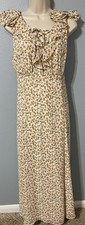 Lulus Floral Maxi Dress Cottagecore Ruffle Sleeve Lace Up Boho Prairie Small
