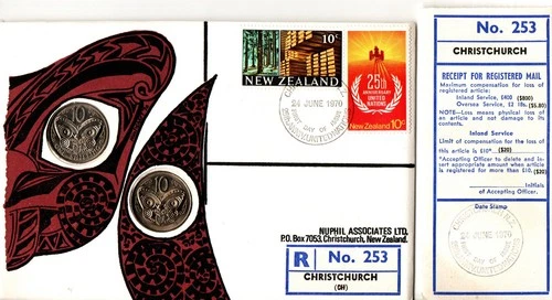 NEW ZEALAND 1970 UNITED NATIONS REGISTERED FIRST DAY COIN COVER