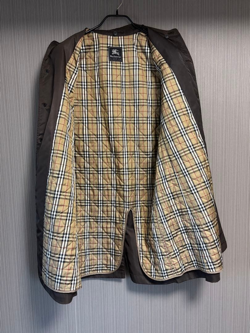 Burberry Balmacaan Coat Nylon Nova Check Lining Brown Mens Outerwear Size L thumbnail 4