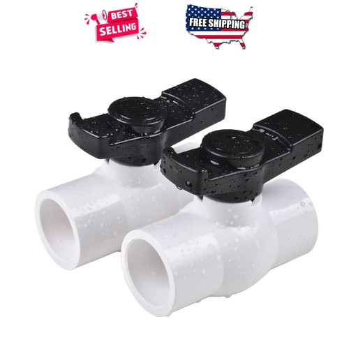 1-1/4" PVC Ball Valve 2-Pack Shut-Off 150 PSI Socket Easy Handle for Plumbing