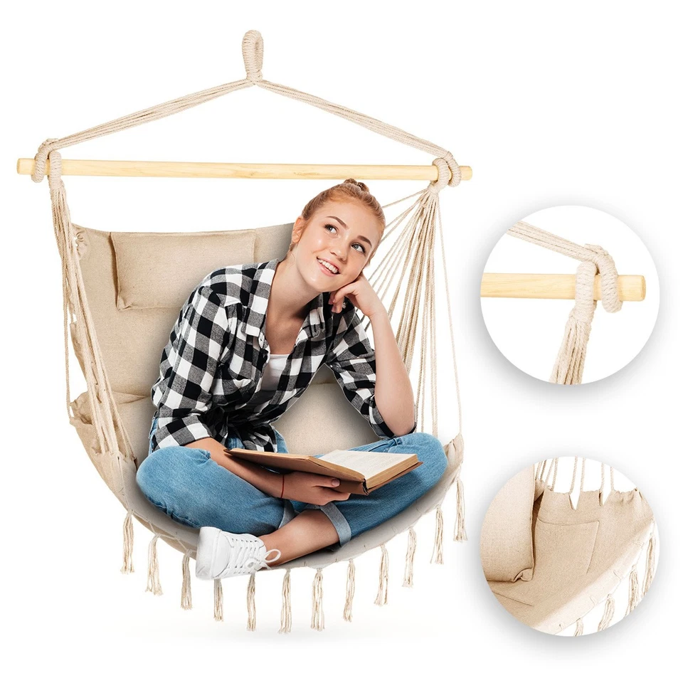 Outtec® XXL Hängesessel mit 3 Kissen Sitzsack Schaukel bis 150 kg Outdoor Indoor - Bild 2 von 4