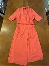 Ann Taylor Coral Wrap Dress with Belt Size Large