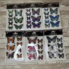 Lot of 6 Jot Autocollant Multi-tone Butterfly Stickers - Scrapbooking Embellish