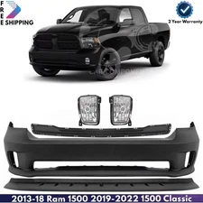 Front Bumper Cover Kit For 2013-18 Ram 1500 2019-2022 1500 Classic