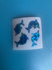 Vintage 80  s Prism Blue Dolphins Sticker Module 2x2 Inches