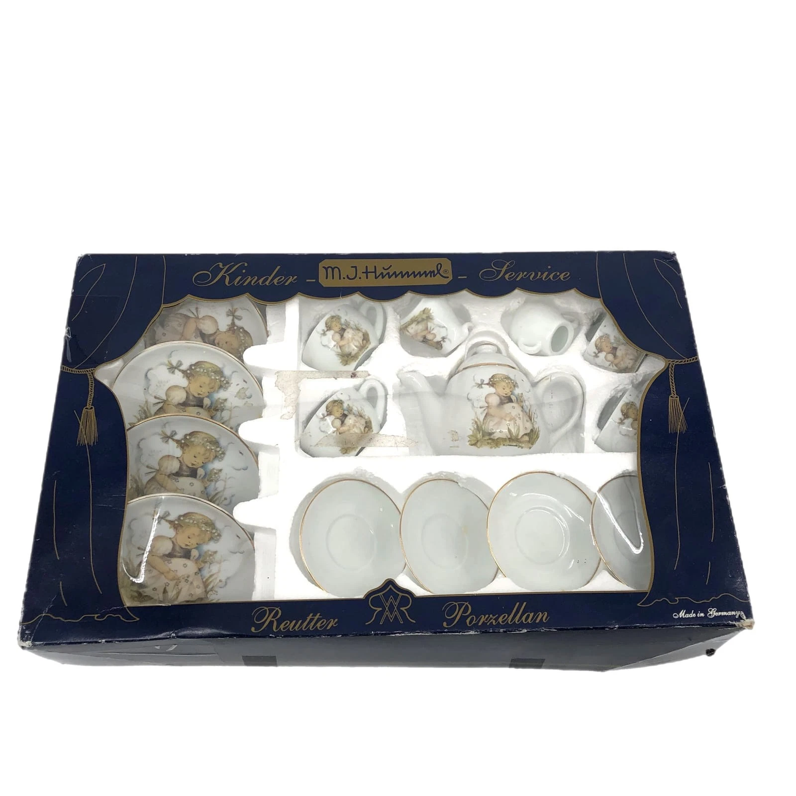 Vintage White & Green MJ Hummel Tea Set | Classic Collection