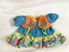 Vintage Cabbage Patch Kids Doll Dress Teal Orange Floral Outfit CPK Clothes