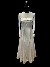 Vintage Cache Wedding Dress Ivory Lace Sheer Sleeve Boho Prairie Bridal Gown