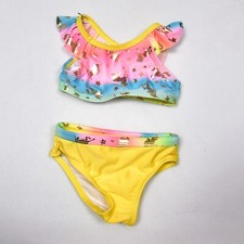 Wonder Nation Baby Girl's Unicorn Ruffle Sleeve Bikini Swimsuit Yellow 12 Months