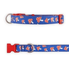 Top Paw Mushroom Adjustable Dog Collar Size Medium Red Blue D-Ring Fashion