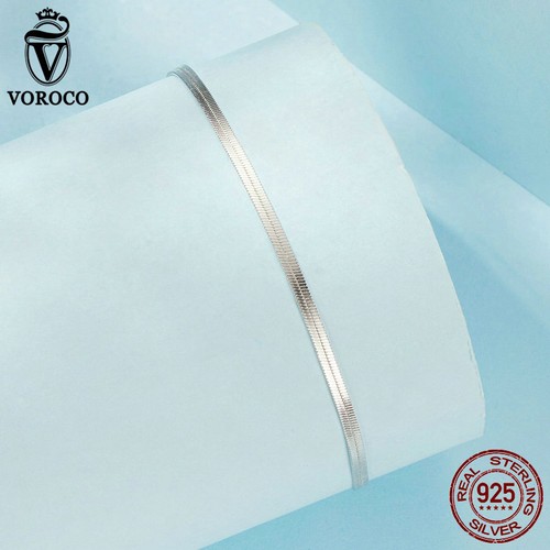 Brazalete tobillo Voroco para mujer de plata de ley 925 multicapa cadena serpiente pie - Imagen 7 de 7