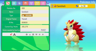 Pokemon Strahlender Diamant & Leuchtende Perle 6IV Shiny SANDSLASH MAX EVs