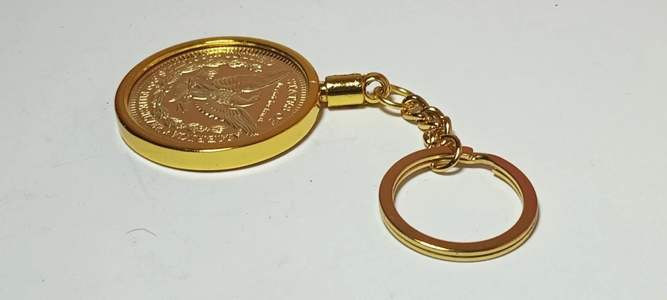Stylish Commemorative Coin Holder Keyring - 1896 Copper Morgan Dollar - Image 3 of 4